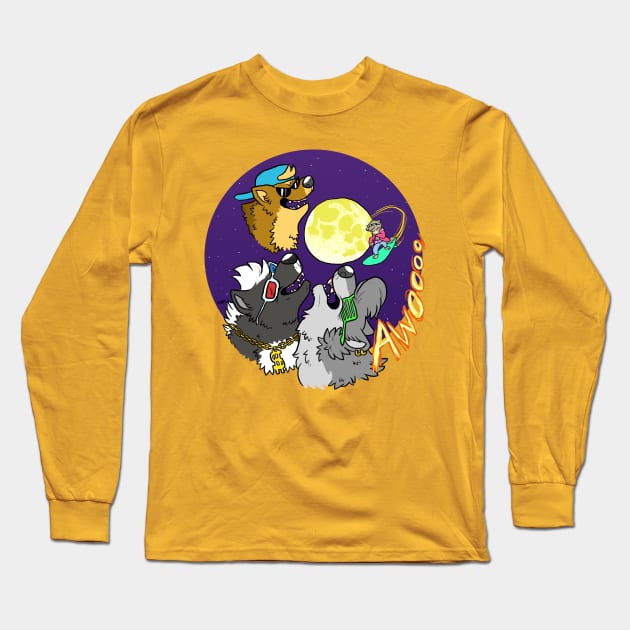 Party wolf moon Long Sleeve T-Shirt by sabaillustration